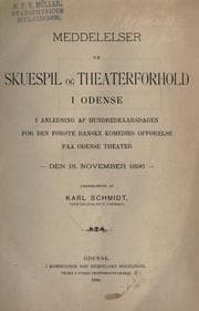 Tapa de Meddelelser om skuespil og theaterforhold i Odense