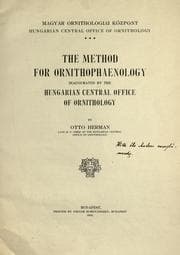 Tapa de The method for ornithophaenology inauguarated by the Hungarian Central Office of Ornithology
