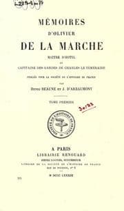 Tapa de Mémoires d'Olivier de La Marche, maître d'hôtel et capitaine des gardes de Charles le Téméraire, pub. pour la Société de l'histoire de France par Henri Beaune et J. d'Arbaumont