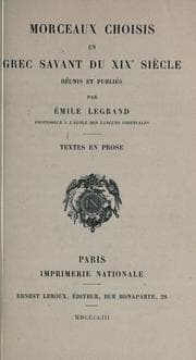 Tapa de Morceaux choisis en grec savant du 19e siècle réunis et publiés par Émile Legrand
