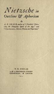 Tapa de Nietzsche in outline & aphorism