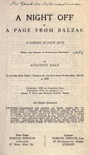 Tapa de A night off, or, A page from Balzac