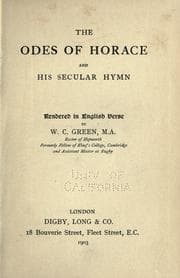 Tapa de The odes of Horace, and his Secular hymn, rendered in English verse