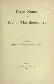 Tapa de Place names of West Aberdeenshire