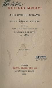 Tapa de Religio medici and other essays