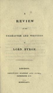 Tapa de A review of the character and writings of Lord Byron