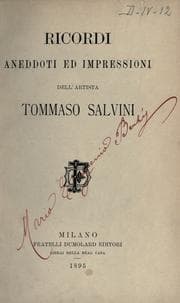 Tapa de Ricordi, aneddoti ed impressioni dell' artista Tommaso Salvini