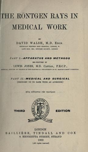 Tapa de The Röntgen rays in medical work