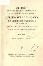 Tapa de Studien zur semitischen Philologie und Religionsgeschichte