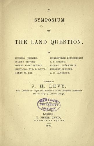 Tapa de A symposium on the land question