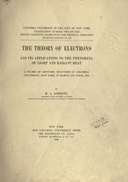 Tapa de The theory of electrons