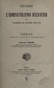 Tapa de Études sur l'administration byzantine dans l'exarchat de Ravenne (568-751)