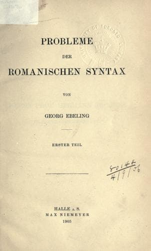 Tapa de Probleme der romanischen Syntax.