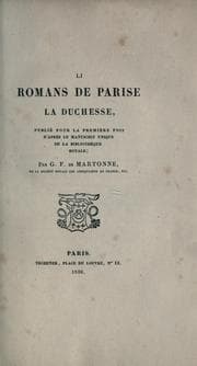 Tapa de Li romans de Parise la duchesse.