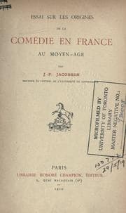 Tapa de Essai sur les origines de la comédie en France au moyen-age