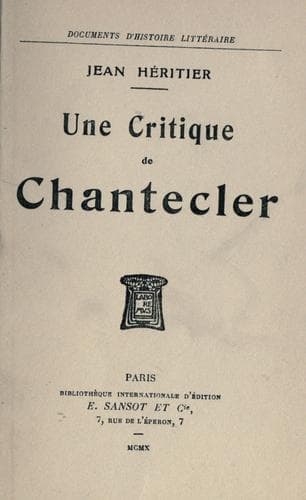 Tapa de Une critique de Chantecler