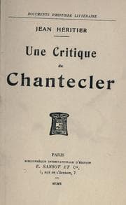 Tapa de Une critique de Chantecler