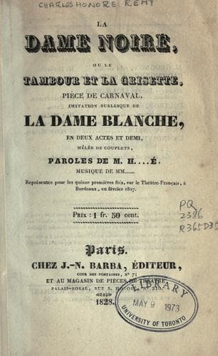 Tapa de La dame noire