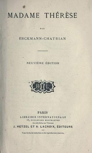 Tapa de Madame Thérèse [par] Erckmann-Chatrian