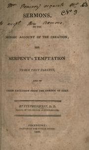 Tapa de Sermons on the Mosaic account of the creation, the serpent's temptation to our first parents, and on their exclusion from the garden of Eden