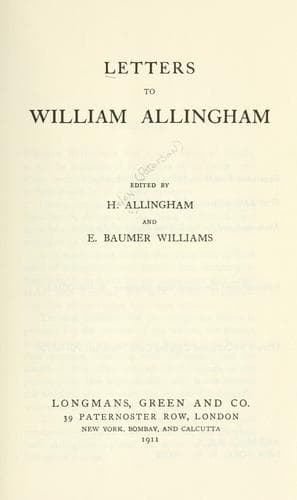 Tapa de Letters to William Allingham