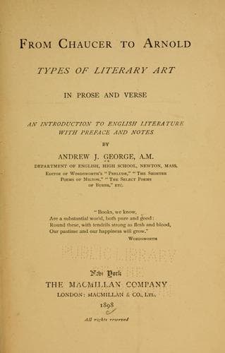 Tapa de From Chaucer to Arnold