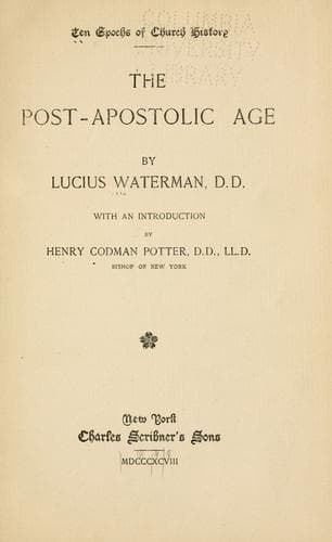Tapa de The post-apostolic age
