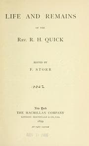 Tapa de Life and remains of the Rev. R. H. Quick