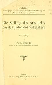 Tapa de Die stellung des Aristoteles bei den Juden des mittelalters