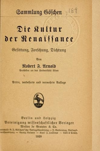 Tapa de Die kultur der Renaissance