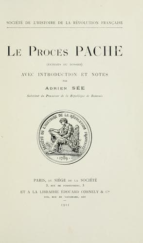 Tapa de Le procès Pache (extraits du dossier)