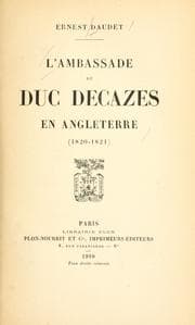 Tapa de L'ambassade du duc Decazes en Angleterre (1820-1821)