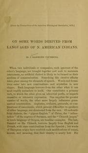 Tapa de On some words derived from languages of N. American Indians