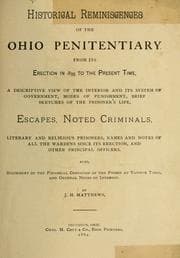 Tapa de Historical reminiscences of the Ohio Penitentiary