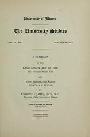 Tapa de The origin of the Land grant act of 1862