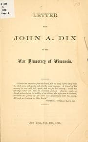 Tapa de Letter from John A. Dix to the War Democracy of Wisconsin