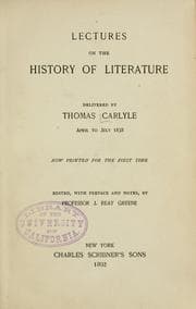 Tapa de Lectures on the history of literature