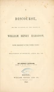 Tapa de A discourse, on the occasion of the death of William Henry Harrison, ninth president of the United States