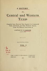 Tapa de A history of central and western Texas