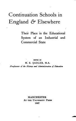 Tapa de Continuation schools in England & elsewhere