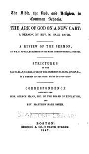 Tapa de The Bible, the rod, and religion, in common schools. The ark of God on a new cart: a sermon