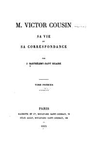 Tapa de M. Victor Cousin, sa vie et sa correspondance