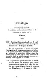 Tapa de Catálogo cronológico y razonado de los títulos territoriales de Bolivia en el diferendo de límites con el Perú