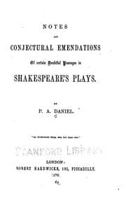 Tapa de Notes and conjectural emendations of certain doubtful passages in Shakespeare's plays