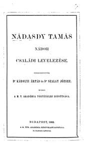 Tapa de Nádasdy Tamás nádor, családi levelezése