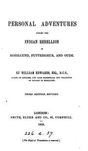 Tapa de Personal adventures during the Indian rebellion in Rohilcund, Futtehghur, and Oude