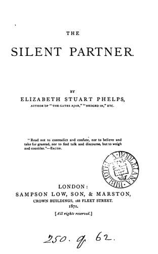 Tapa de The silent partner.