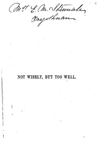 Tapa de Not wisely, but too well