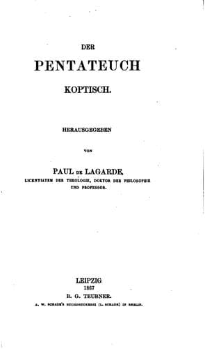 Tapa de Der Pentateuch koptisch