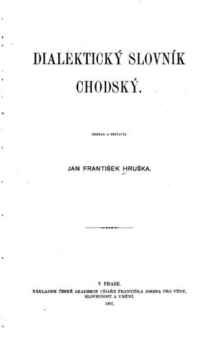 Tapa de Dialektický slovník chodský
